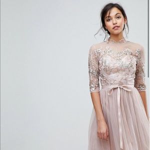 Champagne dress with delicate sequin detail!